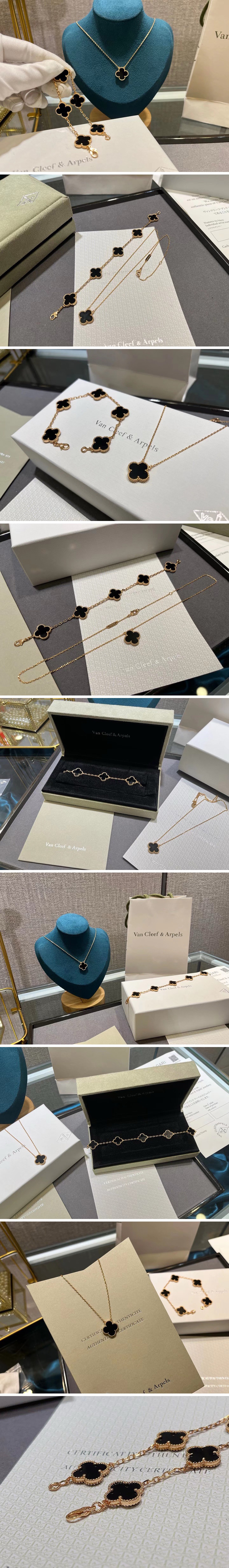 [홍콩명품.VANCLEEF&ARPELS] 반클리프아펠 퓨어 알함브라 24SS 로고 펜던트 네크리스 목걸이 팔찌 세트 (골드-블랙), ET2540, AGG, 홍콩명품쇼핑몰,인터넷명품,온라인명품사이트,남자명품,해외직구