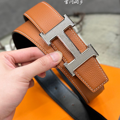 [홍콩명품.Hermes] 에르메스 24SS 은장 H로고 LEATHER STRAP 리버서블 레더 가죽 벨트 (블랙-오렌지), 3.8cm, BT1279, MR, 명품레플리카,인터넷쇼핑몰,남자명품,해외직구