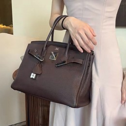 [홍콩명품.Hermes] 에르메스 24SS 로고 Birkin TOGO 30 레더 가죽 핸드백 토트백 (브라운-은장), BGM3415, H3, 홍콩명품가방,명품쇼핑몰,크로스백,핸드백,구매대행,무브타임