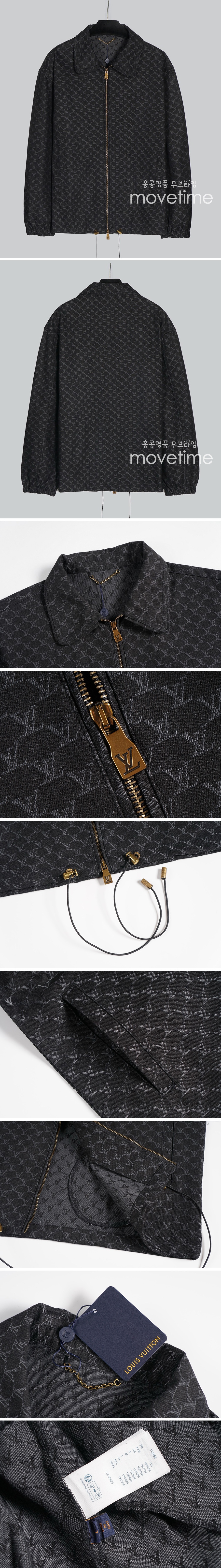 [홍콩명품.LOUIS VUITTON] 루이비통 24SS LV로고 패턴 데님 카라 지퍼 자켓 (블랙), BM15077, JU, 홍콩명품의류,구매대행,온라인명품