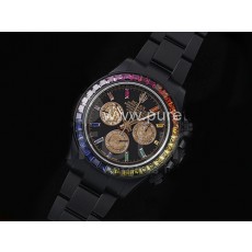 [홍콩명품시계.ROLEX] 로렉스 롤렉스 데이토나 PVD 레인바우 다이아몬드 베젤 블랙 다이얼, 메탈시계