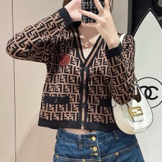 [홍콩명품,FENDI] 펜디 24SS 로고 FF패턴 여성 V넥 니트 가디건 (브라운), BM15297, TBG, 홍콩명품의류,구매대행,온라인명품