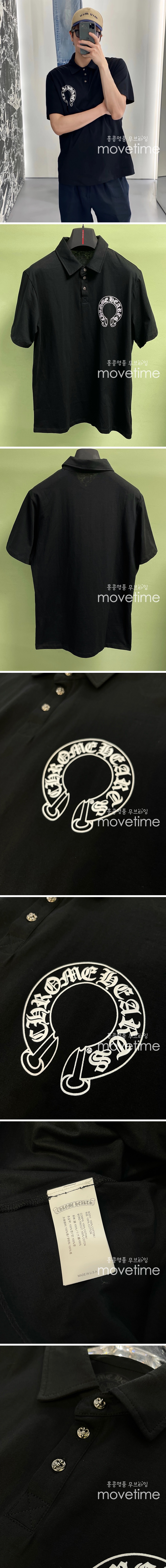 [홍콩명품.Chrome Hearts] 크롬하츠 24SS 로고 프린트 카라 폴로 반팔 티셔츠 (블랙), BM16235, JL, 홍콩명품의류,구매대행,온라인명품