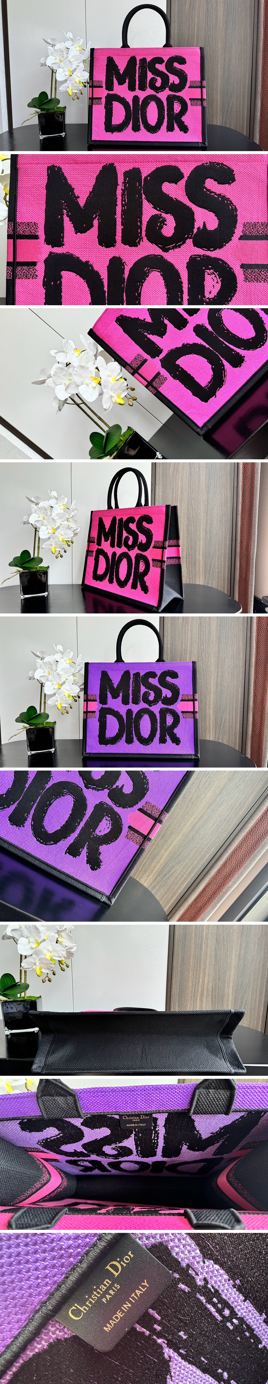 [홍콩명품,Christian Dior] 디올 24SS 로고 MISS DIOR BOOK 핸드백 토트백 (핑크-퍼플), BGM3830, 홍콩명품가방,명품쇼핑몰,크로스백,핸드백,구매대행