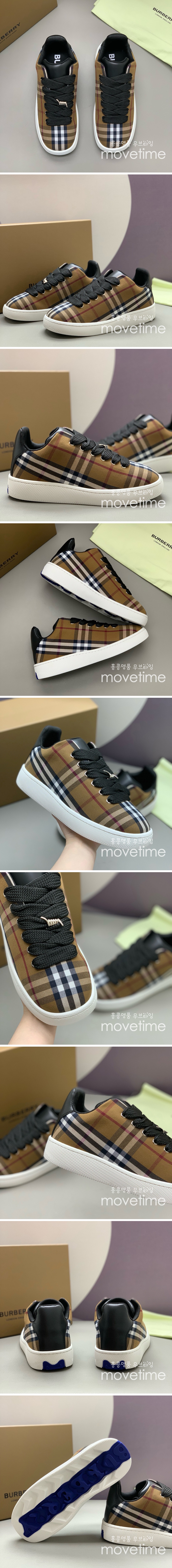 [홍콩명품.Burberry] 버버리 24SS 로고 체크 패턴 캔버스 스니커즈 운동화 (브라운), SE4205, PMD, 명품스니커즈,운동화,구두,로퍼,하이탑,신발