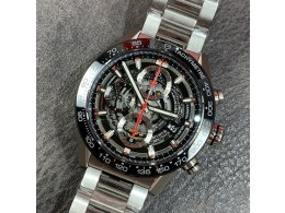 [홍콩명품시계.TAGHEUER] 태그호이어 CAR2A  까레라 1887 오토매틱 크로노 스틸 실버 43mm 스켈레톤 다이얼