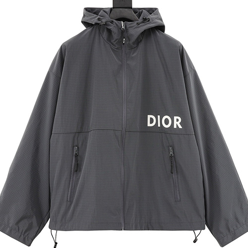 [홍콩명품,Christian Dior] 디올 24SS 로고 프린트 후드 바람막이 자켓 (그레이), BM16877, TOP, 홍콩명품의류,구매대행,온라인명품