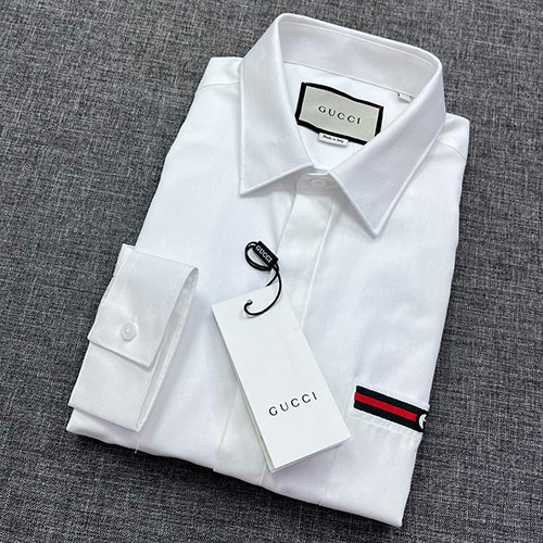 [홍콩명품.Gucci] 구찌 24SS 로고 자수 포플린 남방 셔츠 (화이트), BM17126, JQ, 홍콩명품의류,구매대행,온라인명품