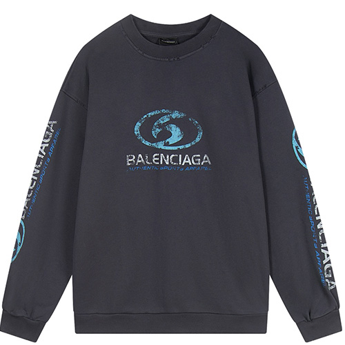 [홍콩명품.BALENCIAGA] 발렌시아가 24SS 로고 그래픽 프린트 빈티지 워싱 맨투맨 티셔츠 (다크그레이), BM17709, JU, 홍콩명품의류,구매대행,온라인명품