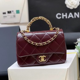 [홍콩명품.CHANEL] 샤넬 24SS 로고 24B Mini Flap with Top Handle퀄팅 핸드백 크로스백 (와인-금장), BGM4319, BDA, 홍콩명품가방,명품쇼핑몰,크로스백,핸드백,구매대행