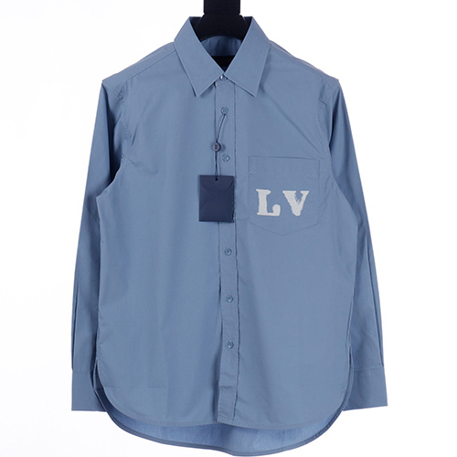 [홍콩명품.LOUIS VUITTON] 루이비통 25SS 로고 LV포켓 남방 셔츠 (블루), BM18131, JU, 홍콩명품의류,구매대행,온라인명품