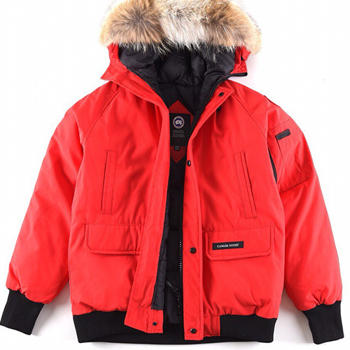 [가격문의][홍콩명품.CANADA GOOSE] 캐나다구스 25SS 로고 폭스퍼 다운 패딩 봄버 자켓 (레드), BM18221, S1F, 홍콩명품의류,구매대행,온라인명품