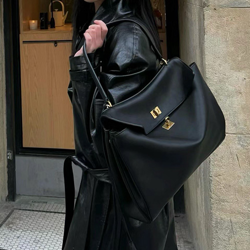 [홍콩명품.BALENCIAGA] 발렌시아가 25SS 로고 레더 가죽 미듐 35cm 토트백 크로스백 (블랙-금장), BGM4464, BC, 홍콩명품가방,명품쇼핑몰,크로스백,핸드백,구매대행