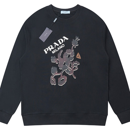 [홍콩명품,PRADA] 프라다 25SS 로고 그래픽 프린트 맨투맨 티셔츠 (블랙), BM18485, HH, 홍콩명품의류,구매대행,온라인명품