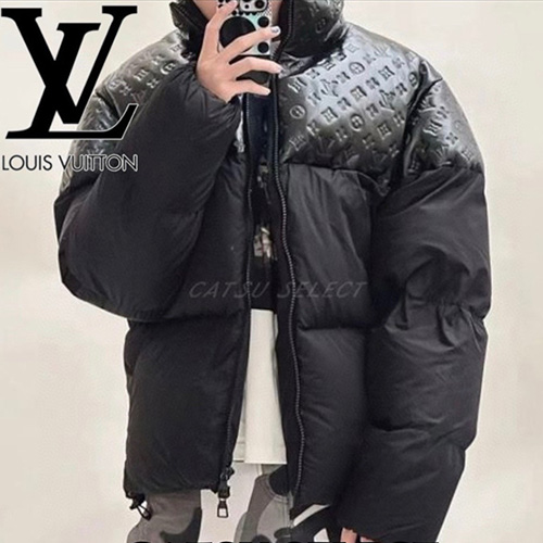 [홍콩명품.LOUIS VUITTON] 루이비통 25SS 로고 모노그램 레더 레이어드 다운 패딩 자켓 (블랙), BM18527, HOUSE, 홍콩명품의류,구매대행,온라인명품