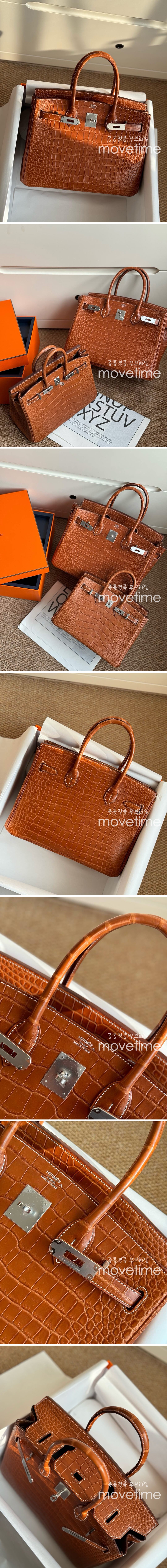 [홍콩명품.Hermes] 에르메스 25SS 로고 Birkin 25-30 악어가죽 토트백 핸드백 (브라운-은장-2사이즈), BGM4548, H3, 홍콩명품가방,명품쇼핑몰,크로스백,핸드백,구매대행