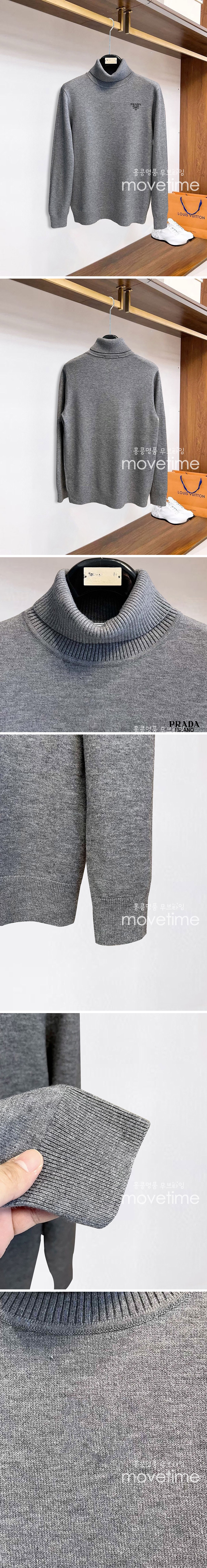 [홍콩명품,PRADA] 프라다 25SS 로고 하이넥 니트 스웨터 (그레이), BM18837, G5, 홍콩명품의류,구매대행,온라인명품