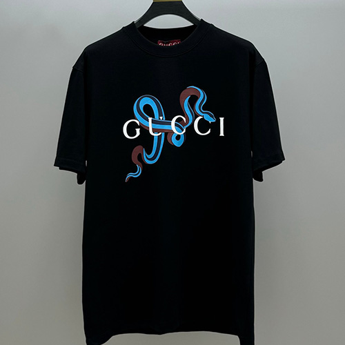 [홍콩명품.Gucci] 구찌 25SS 로고 스네이크 프린트 반팔 티셔츠 (블랙), BM19165, JU, 홍콩명품의류,구매대행,온라인명품