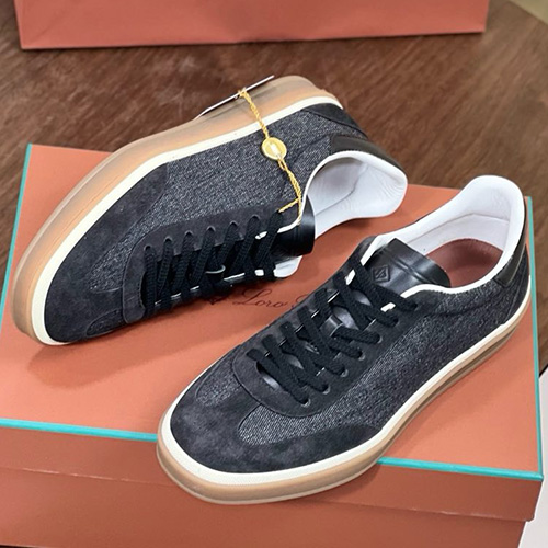 [홍콩명품.Loro Piana] 로로피아나 25SS 로고 레더 가죽 스니커즈 운동화 (블랙), SE4683, ALW, 명품스니커즈,운동화,구두,로퍼,하이탑,신발