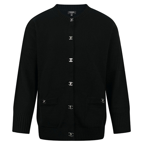 [홍콩명품.CHANEL] 샤넬 25SS 로고 버튼 라운드넥 니트 가디건 (블랙), BM19930, KK, 홍콩명품의류,구매대행,온라인명품