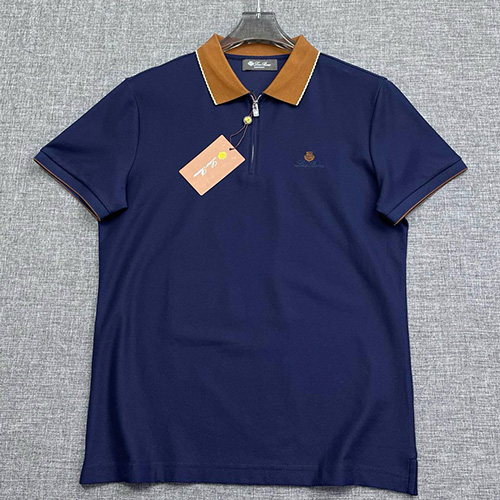 [홍콩명품.Loro Piana] 로로피아나 25SS 로고 자수 카라 폴로 반팔 티셔츠 (블루), BM20399, JQ, 홍콩명품의류,구매대행,온라인명품