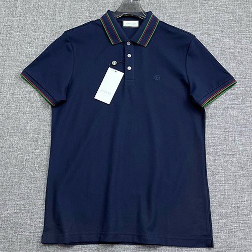[홍콩명품.Gucci] 구찌 25SS 로고 자수 카라 폴로 반팔 티셔츠 (네이비), BM20401, JQ, 홍콩명품의류,구매대행,온라인명품