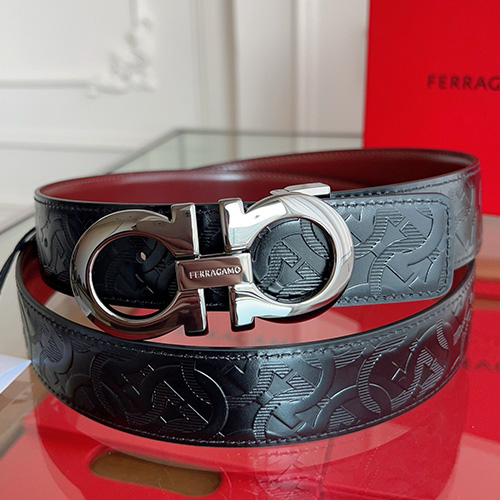 [홍콩명품.FERRAGAMO] 페레가모 25SS 로고 간치니 패턴 레더 가죽 벨트 (블랙-은장), BT1427, JX, 명품레플리카,인터넷쇼핑몰,남자명품,해외직구