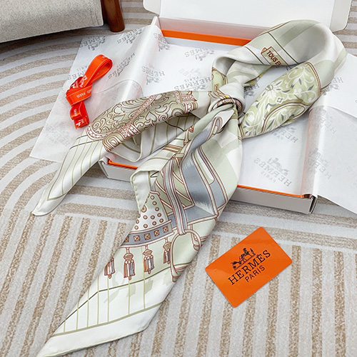 [홍콩명품.Hermes] 에르메스 25SS 로고 Daiske Nomura 90-90 실크 스카프 머플러 (아이보리), ET2892, JX, 홍콩명품의류,구매대행,온라인명품