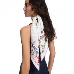 [홍콩명품.LOUIS VUITTON] 루이비통 25SS 로고 모노그램 Superflat Flowers 90-90 실크 스카프 머플러, ET2924, JX, 홍콩명품의류,구매대행,온라인명품