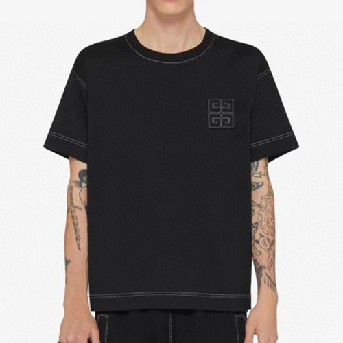 [홍콩명품.GIVENCHY] 지방시 25SS 로고 4G 자수 반팔 티셔츠 (블랙), BM20540, JL, 홍콩명품의류,구매대행,온라인명품