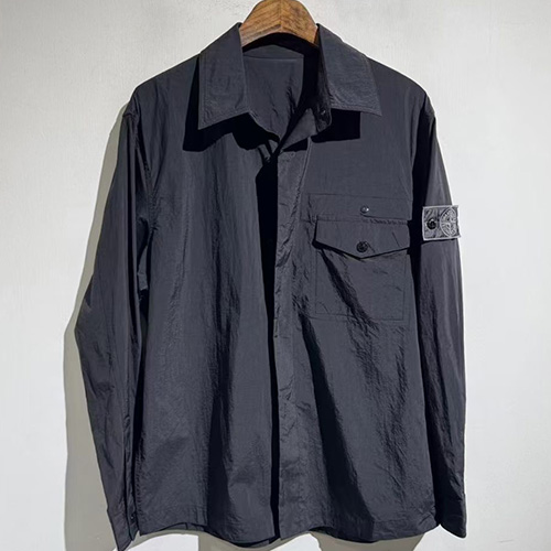 [홍콩명품.Stone Island] 스톤아일랜드 25SS 로고 탈부착 나일론 남방 셔츠 (블랙), BM20611, X2, 홍콩명품의류,구매대행,온라인명품