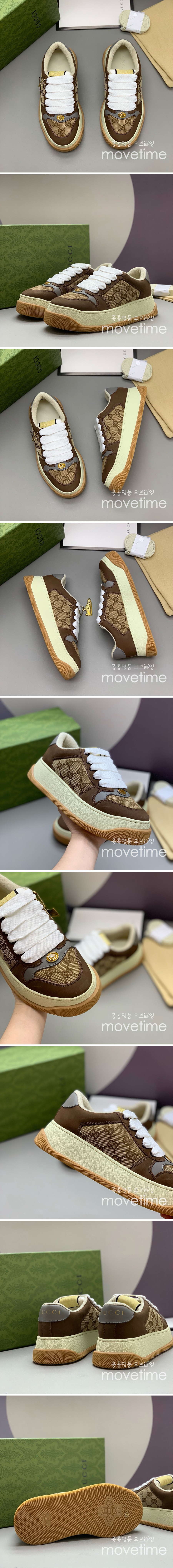 [홍콩명품.Gucci] 구찌 25SS 로고 남여 스크리너 스니커즈 운동화 (브라운), SE4772, PMD, 명품스니커즈,운동화,구두,로퍼,하이탑,신발