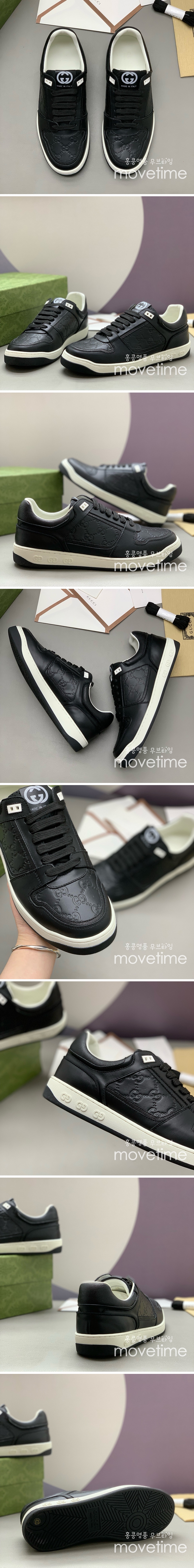 [홍콩명품.Gucci] 구찌 25SS 로고 GG수프림 레더 가죽 스니커즈 운동화 (블랙), SE4774, PMD, 명품스니커즈,운동화,구두,로퍼,하이탑,신발