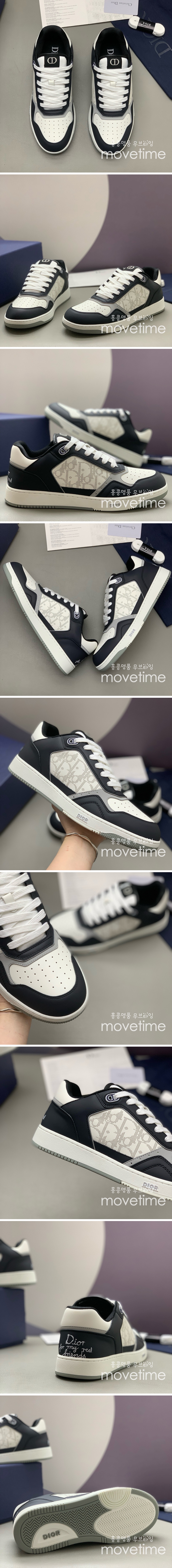 [홍콩명품,Christian Dior] 디올 25SS 로고 오블리크 B27 스니커즈 운동화 (화이트-블랙), SE4779, PMD, 명품스니커즈,운동화,구두,로퍼,하이탑,신발