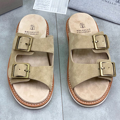 [홍콩명품.Brunello Cucinelli ] 브루넬로 쿠치넬리 25SS 로고 레더 가죽 샌들 슬리퍼 (3컬러), SE4886, S2, 명품스니커즈,운동화,구두,로퍼,하이탑,신발