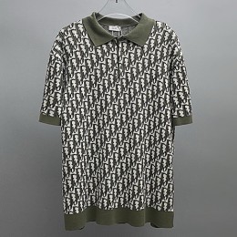 [홍콩명품,Christian Dior] 디올 25SS 로고 오블리크 니트 반팔 티셔츠 (카키), BM20688, JU, 홍콩명품의류,구매대행,온라인명품