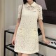 [홍콩명품,MIU MIU] 미우미우 25SS 로고 여성 카라 반팔 원피스 (아이보리), BM20796, TBG, 홍콩명품의류,구매대행,온라인명품