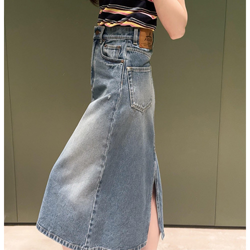 [홍콩명품,PRADA] 프라다 25SS 로고 여성 데님 미디 스커트, BM20811, TBG, 홍콩명품의류,구매대행,온라인명품