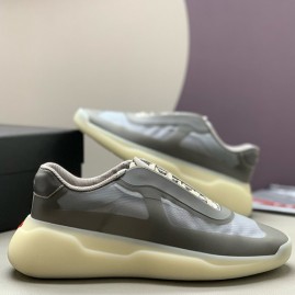 [홍콩명품,PRADA] 프라다 25SS 로고 레더 가죽 스니커즈 운동화 (그레이), SE4925, PMD, 명품스니커즈,운동화,구두,로퍼,하이탑,신발