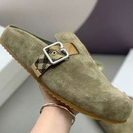 [홍콩명품.Burberry] 버버리 25SS 로고 레더 가죽 바겐스탁 슬리퍼 (베이지), SE4942, PMD, 명품스니커즈,운동화,구두,로퍼,하이탑,신발