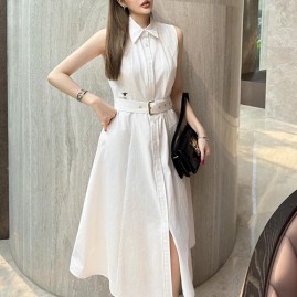 [명품레플리카,Christian Dior] 디올 25SS 로고 여성 벨티드 슬리브리스 셔츠 원피스 (2컬러), BM20872, TBG, 홍콩명품의류,구매대행,온라인명품