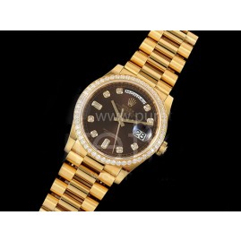 [홍콩명품. ROLEX] 로렉스 롤렉스 데이데이트 36mm 옐로우골드 다이아몬드 베젤 브라운 다이얼