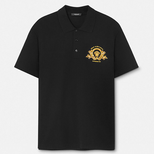 [홍콩명품.VERSACE] 베르사체 25SS 로고 자수 카라 폴로 반팔 티셔츠 (2컬러), BM20892, JU, 홍콩명품의류,구매대행,온라인명품