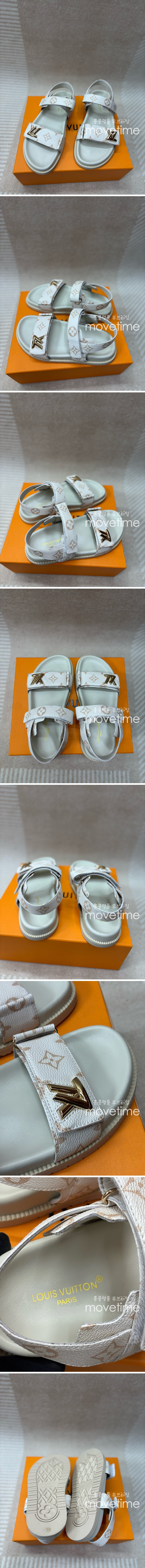 [홍콩명품.LOUIS VUITTON] 루이비통 25SS 로고 여성 모노그램 레더 가죽 슬리퍼 샌들 (화이트), SE4960, H3, 명품스니커즈,운동화,구두,로퍼,하이탑,신발