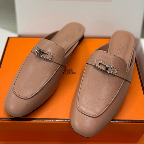 [홍콩명품.Hermes] 에르메스 25SS 로고 여성 레더 가죽 뮬 슬리퍼 (브라운), SE4962, H3, 명품스니커즈,운동화,구두,로퍼,하이탑,신발