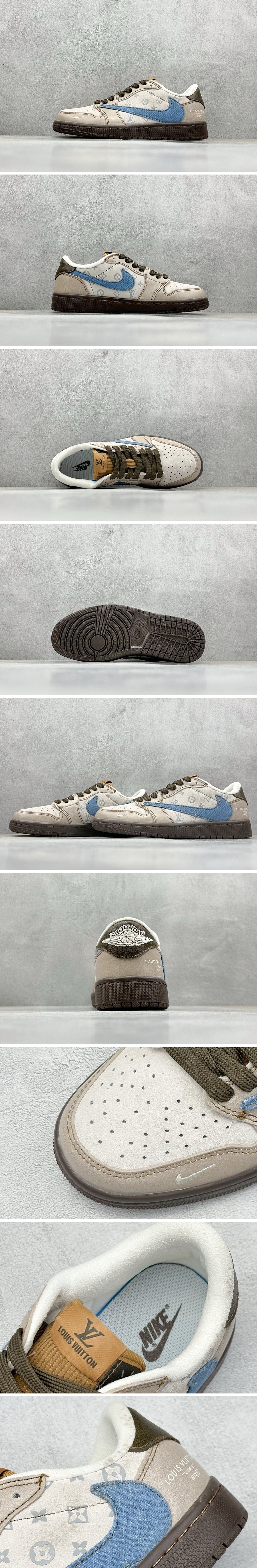 [홍콩명품.NIKE] 나이키 25SS 로고 남여 에어 조던 루이비통 모노그램 AJ1 로우탑 스니커즈 운동화 (아이보리-베이지), SE5043, S3, 명품스니커즈,운동화,구두,로퍼,하이탑,신발