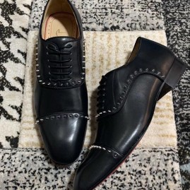 [가격문의][홍콩명품.Christian Louboutin] 크리스챤루부탱 25SS 로고 레더 가죽 정장 구두 (블랙), SE5057, S3, 명품스니커즈,운동화,구두,로퍼,하이탑,신발