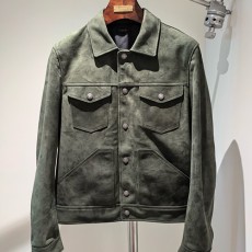 [홍콩명품.TOM FORD] 톰포드 25SS 로고 레더 가죽 카라 자켓 (카키), BM21107, TOM, 홍콩명품의류,구매대행,온라인명품