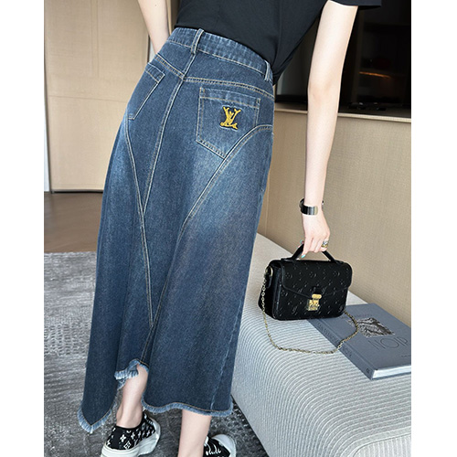 [홍콩명품.LOUIS VUITTON] 루이비통 25SS 로고 여성 데님 미디 스커트, BM21135, COCO, 홍콩명품의류,구매대행,온라인명품