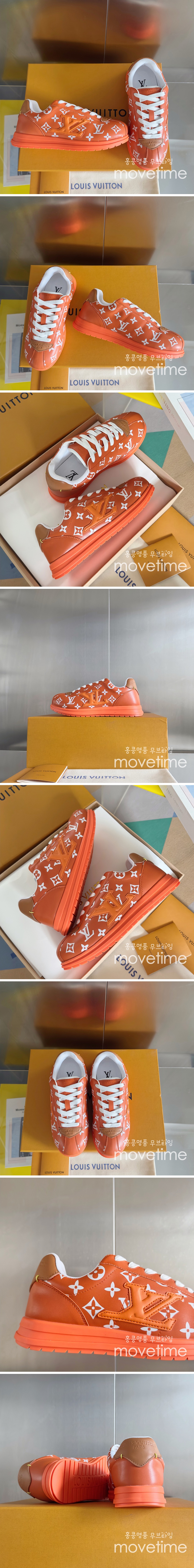 [홍콩명품.LOUIS VUITTON] 루이비통 25SS 로고 남여 모노그램 레더 가죽 스니커즈 운동화 (오렌지), SE5186, S4W, 명품스니커즈,운동화,구두,로퍼,하이탑,신발